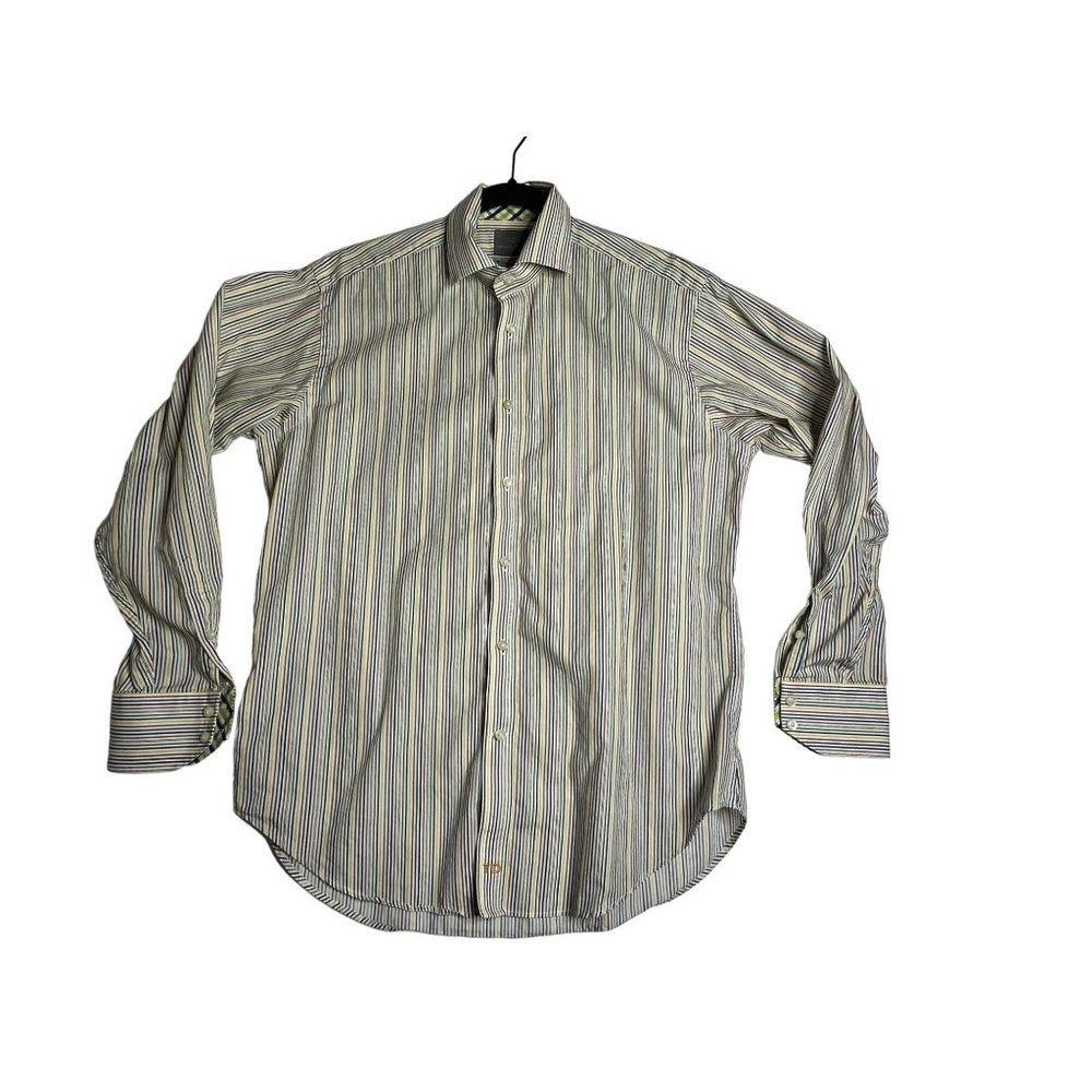 Thomas‎ Dean Long Sleeve Cotton Colorful Striped Flip Cuffs Casual Shirt Medium